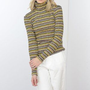 Lacausa Striped Rib Turtleneck in Tigerlily